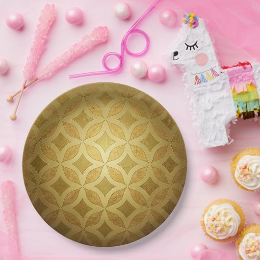 Goldenes Rundmuster Pappteller (Party)