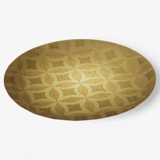 Goldenes Rundmuster Pappteller (Schrägansicht)