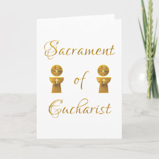 Goldenes Sacrament von Eucharist Host and Chalice Feiertagskarte