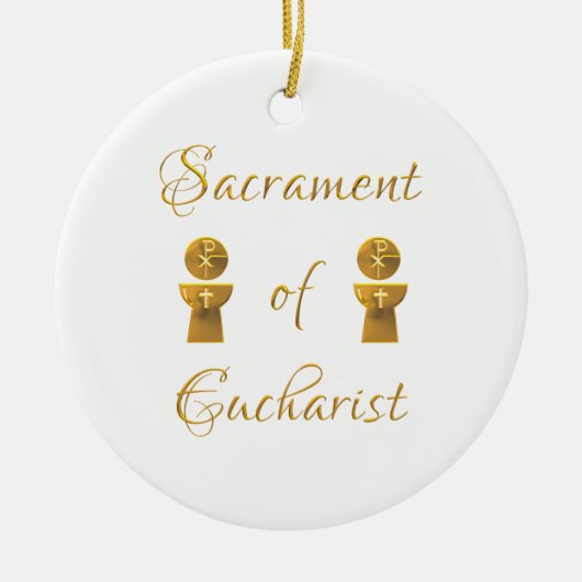 Goldenes Sacrament von Eucharist Host and Chalice Keramik Ornament (Vorne)
