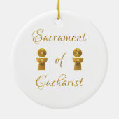 Goldenes Sacrament von Eucharist Host and Chalice Keramik Ornament (Hinten)