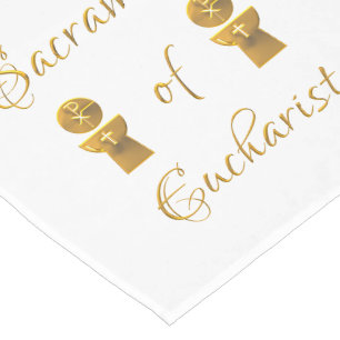 Goldenes Sacrament von Eucharist Host and Chalice Kurzer Tischläufer