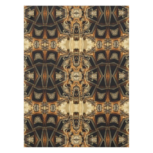 Goldenes Satin Spitzen Geometrisches Mustertablett Tischdecke (Vorderseite)