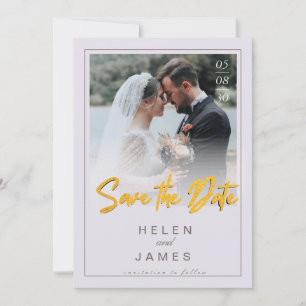 Goldenes Save the Date Foto Klassikkarte