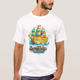 Goldenes Schatzschiff Fülle Wandkunst T-Shirt