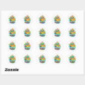 Goldenes Schatzschiff Klassischer Rund Sticker | W (Blatt)