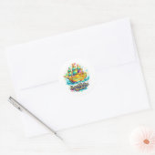 Goldenes Schatzschiff Klassischer Rund Sticker | W (Umschlag)