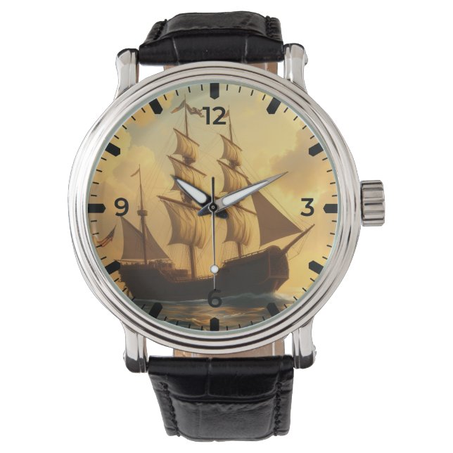 Goldenes Schiff Armbanduhr (Vorderseite)