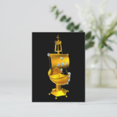 goldenes Schiff Postkarte (Stehend Vorderseite)