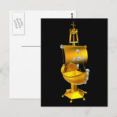 goldenes Schiff Postkarte (Vorne/Hinten)