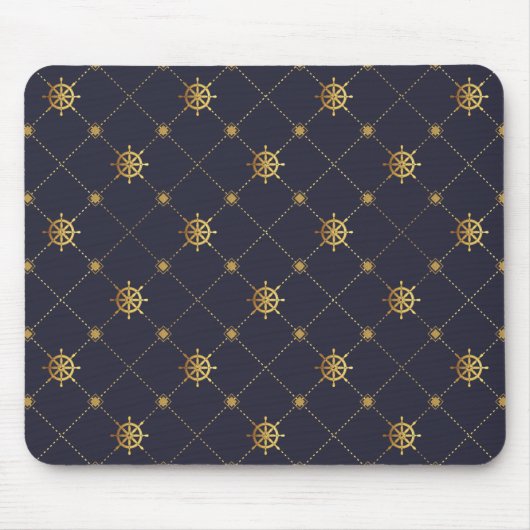 Goldenes Schiffrad Mousepad (Vorne)