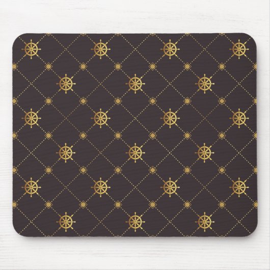 Goldenes Schiffrad Mousepad (Vorne)