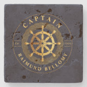 Goldenes Schiffrad Steinuntersetzer (Vorderseite)