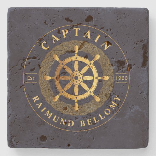 Goldenes Schiffrad Steinuntersetzer (Vorderseite)