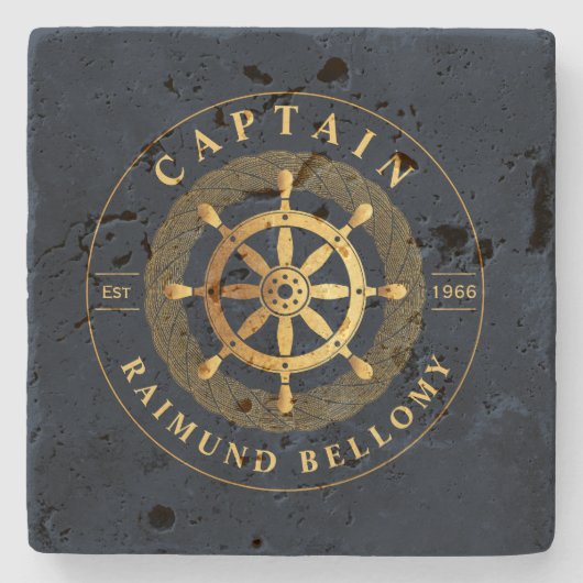 Goldenes Schiffrad Steinuntersetzer (Vorderseite)