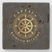 Goldenes Schiffrad Steinuntersetzer (Vorderseite)