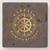 Goldenes Schiffrad Steinuntersetzer (Vorderseite)