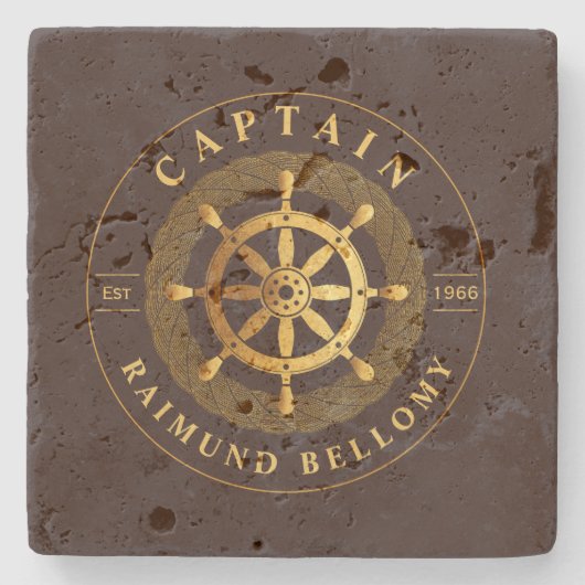 Goldenes Schiffrad Steinuntersetzer (Vorderseite)