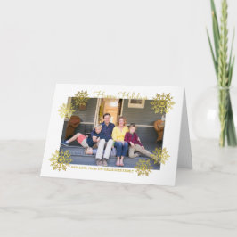 Goldenes schimmerndes Chic Snowflake Holiday Foto Feiertagskarte