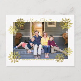 Goldenes schimmerndes Chic Snowflake Holiday Foto Feiertagspostkarte