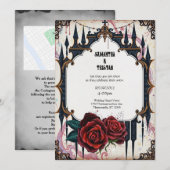 Goldenes Schloss und Rose Gotische Hochzeit Einladung (Vorne/Hinten)