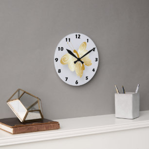 Goldenes Schmetterlingsdesign Runde Wanduhr