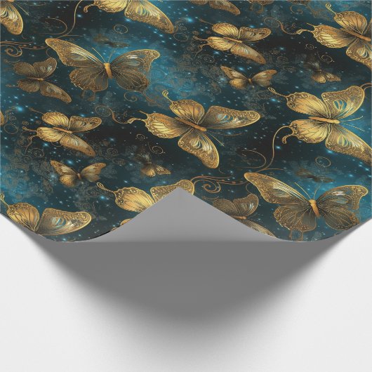 Goldenes Schmetterlingspapier Geschenkpapier (Ecke)