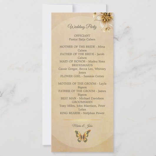 Goldenes Schmetterlingsprogramm (Rückseite)