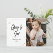 Goldenes Schneeballskript-Foto Feiertagskarte (Stehend Vorderseite)