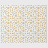 Goldenes Schneeflocken-Muster im weißen Hintergrun Geschenkpapier (Flach)