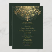 Goldenes Schneeflocken-Winterhochzeit-Brautparty Einladung (Vorne/Hinten)