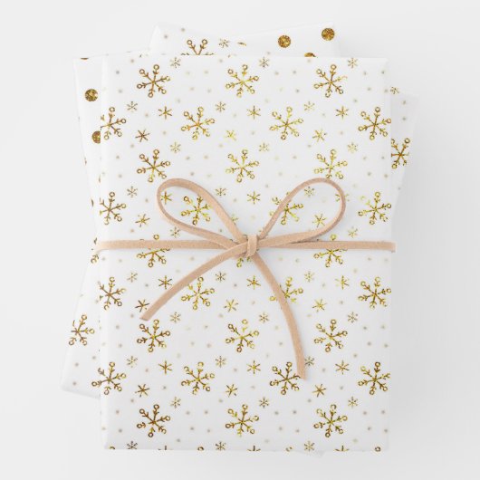 Goldenes Schneeflockenmuster Geschenkpapier Set (Beispiel)