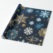 goldenes Schneeflockenpapier Geschenkpapier (Ungerollt)