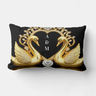 Goldenes Schwan-Paar Symbol für Liebe und Ehe Lendenkissen