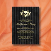 Goldenes Schwarzes Halloween-Party Folieneinladung