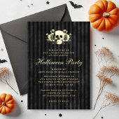 Goldenes Schwarzes Halloween-Party Folieneinladung