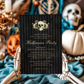 Goldenes Schwarzes Halloween-Party Folieneinladung