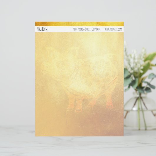 Goldenes Schwein-chinesisches neues Jahr Briefbogen (Stehend Vorderseite)