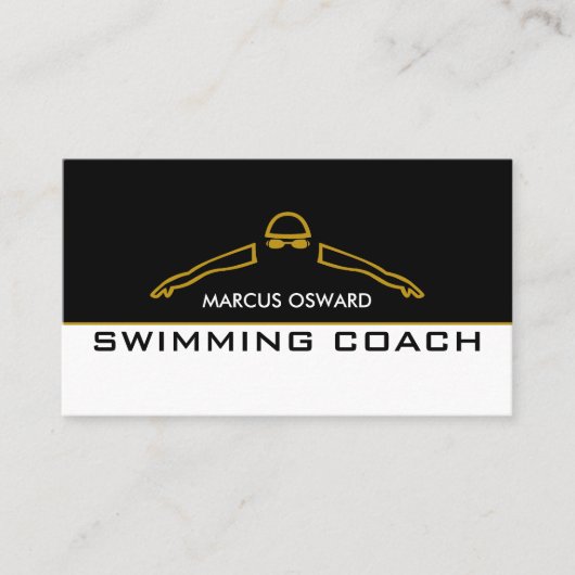 Goldenes Schwimmbecken, Schwimmwagen und Rettungss Visitenkarte (Vorderseite)