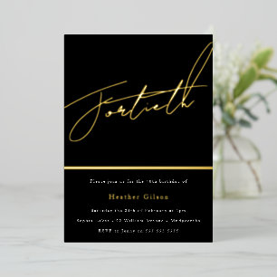 Goldenes Script 40. Geburtstag Party Gold Folieneinladung