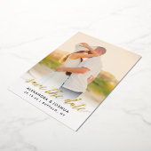 Goldenes Script-Foto Save the Date im Goldenen Foi Folieneinladung (Gedreht)