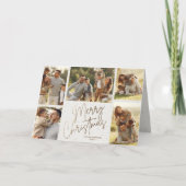 Goldenes Script Frohe Weihnachten 5 Foto Urlaub Karte (Vorderseite)