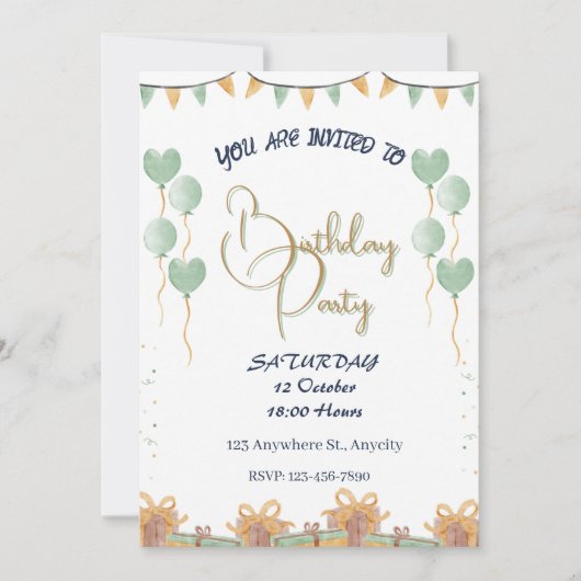 Goldenes Script-Party Einladung (Vorderseite)