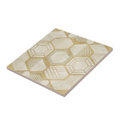 Goldenes Sechseck Geometrisches Creme-Marmor-Muste Fliese (Seite)