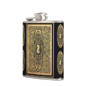 Goldenes Seepferd Mandala - Verziertes Design der  Flachmann (Links)