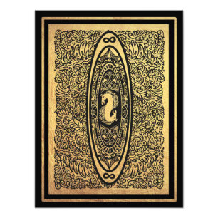 Goldenes Seepferd Mandala - Verziertes Design der Fotodruck