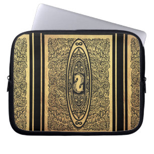 Goldenes Seepferd Mandala - Verziertes Design der Laptopschutzhülle