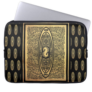 Goldenes Seepferd Mandala - Verziertes Design der Laptopschutzhülle