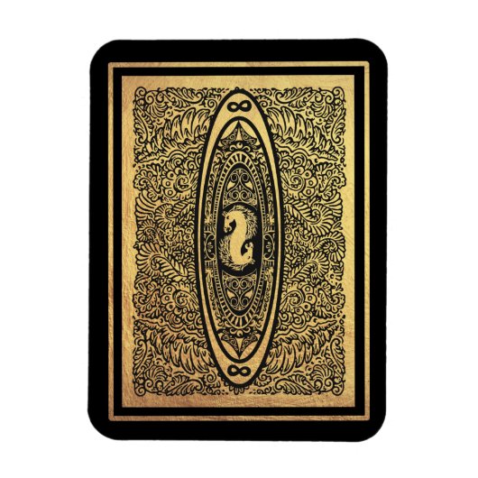 Goldenes Seepferd Mandala - Verziertes Design der Magnet (Vertikal)