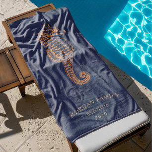 Goldenes Seepferd Personalisiert Monogram Badetuch